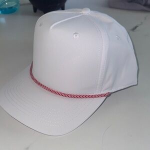 White Baseball Cap with Red Rope Trim